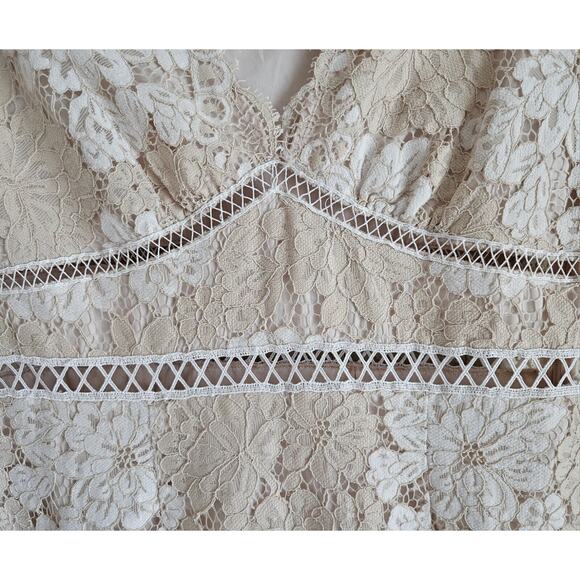 SAYLOR Women’s S Maggy Dress Ivory Beige Floral Lace Bridal Shower Wedding Lined - Picture 4 of 10